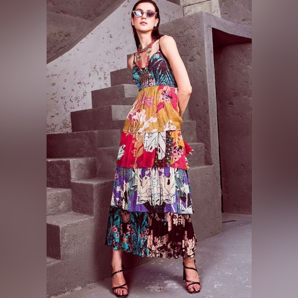 NWT Floral Boho Sequined Maxi Dress